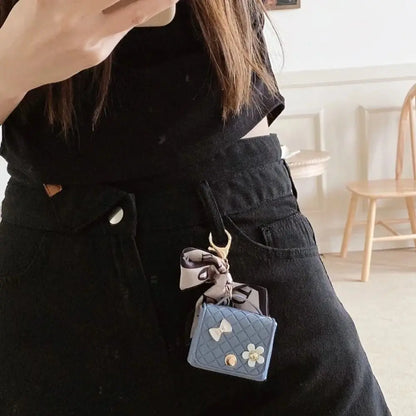 Fashion Leather Earphone Storage Bag Mini Creative Keychain Solid Color Pendant Earphone Case Bluetooth Headset Cover