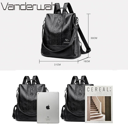 Women's Soft Leather Backpack School Bookbags for Girls Bagpack Large Capacity Designer Travel Rucksack High Quality Mochilas