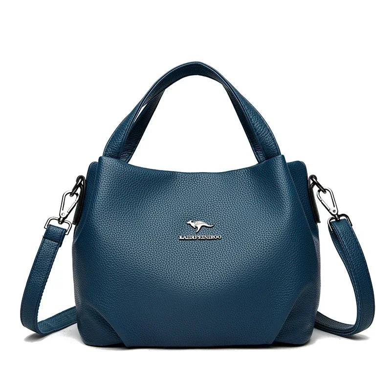 Women Soft Leather Top-Handle Bags Luxury Designer Handbag Solid Color Ladies Shoulder Crossbody Bag And Purse Commuting Sac