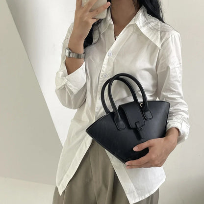 Luxury Designer Fashion Handbag PU Leather Tote Bag Large Capacity Trendy Crossbody Bag Trapezoid Bucket Bag for Women