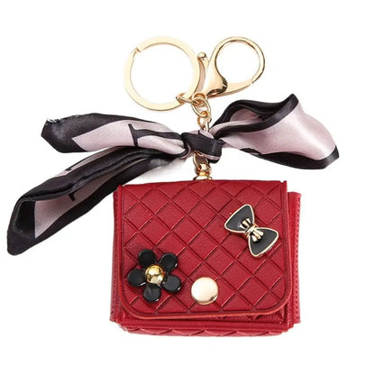 Fashion Leather Earphone Storage Bag Mini Creative Keychain Solid Color Pendant Earphone Case Bluetooth Headset Cover