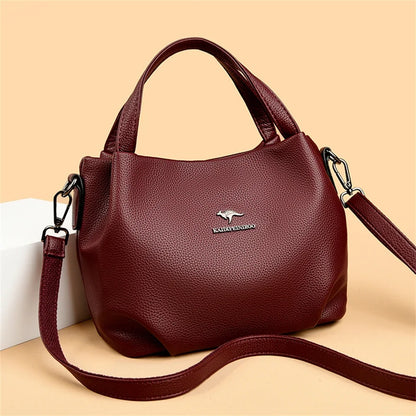 Women Soft Leather Top-Handle Bags Luxury Designer Handbag Solid Color Ladies Shoulder Crossbody Bag And Purse Commuting Sac