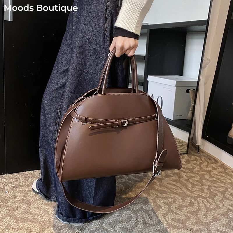 Stylish Big Top-handle Bags For Women Belt Pure Color Large Capacity Shopper Shoulder Totes 2025 Latest Luxury Designer Handbags