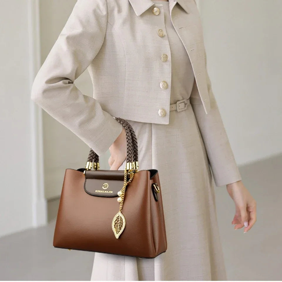 Genuine Soft PU Leather Handbags for Women Vintage Shoulder Tote Bag Luxury Designer Ladies Large Capacity Purse Bags Sac A Main
