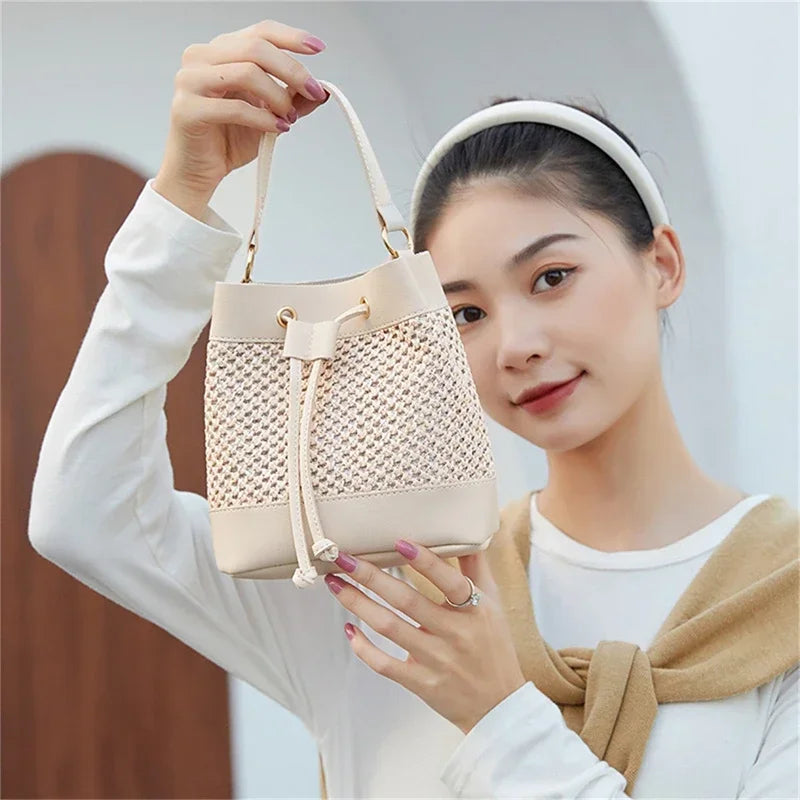 High Capacity Women Tote Ladies Casual Solid Color Shoulder Bag Foldable Reusable Women Shopping Beach Bag