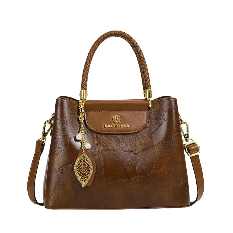 Genuine Soft PU Leather Handbags for Women Vintage Shoulder Tote Bag Luxury Designer Ladies Large Capacity Purse Bags Sac A Main