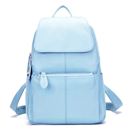 Zency Stylish Black White Genuine Leather Women Backpack A++ Quality Anti-theft Large Capacity Knapsack Travel Designer Rucksack
