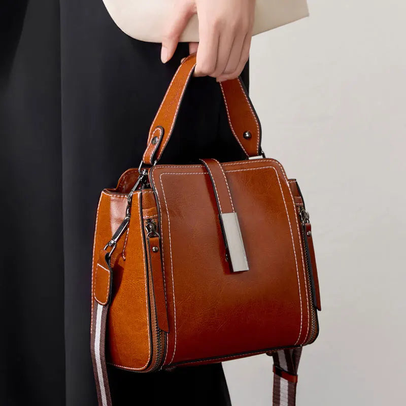 Genuine Leather Women's Shoulder Bag Vintage Luxury Designer Women Handbags Fashion Cowhide High Quality Crossbody Bags 3032