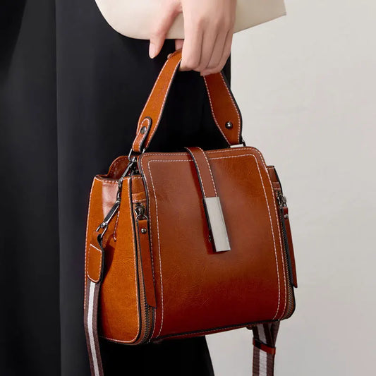 Genuine Leather Women's Shoulder Bag Vintage Luxury Designer Women Handbags Fashion Cowhide High Quality Crossbody Bags 3032