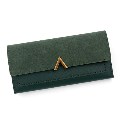 New Korean version women's wallet long V-shaped buckle three fold wallet for women, hand-held bag, change card bag