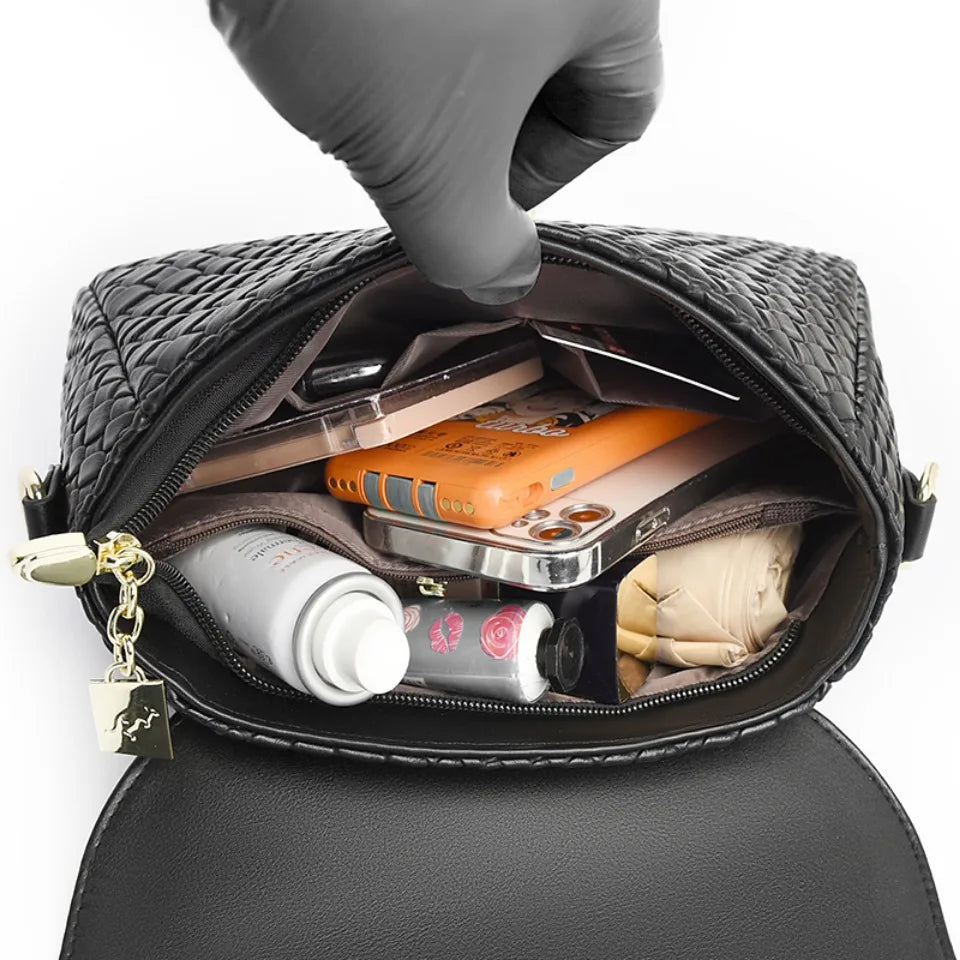 Luxury Handbag Women Bags Designer Pu Leather Knitting Shoulder Messenger Crossbody Bags for Women Mother Bolsa Ladies Hand Bag