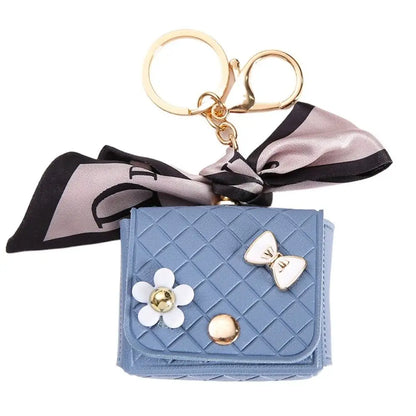Fashion Leather Earphone Storage Bag Mini Creative Keychain Solid Color Pendant Earphone Case Bluetooth Headset Cover