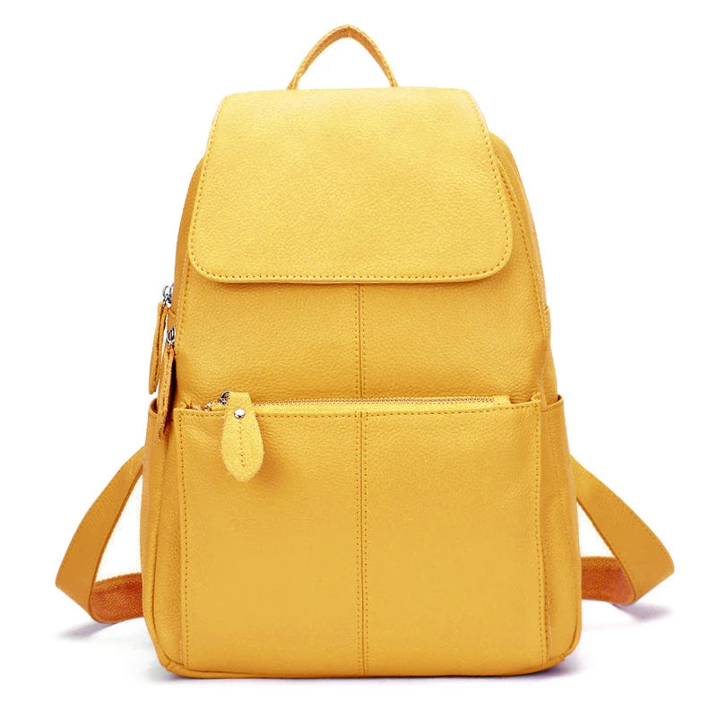 Zency Stylish Black White Genuine Leather Women Backpack A++ Quality Anti-theft Large Capacity Knapsack Travel Designer Rucksack