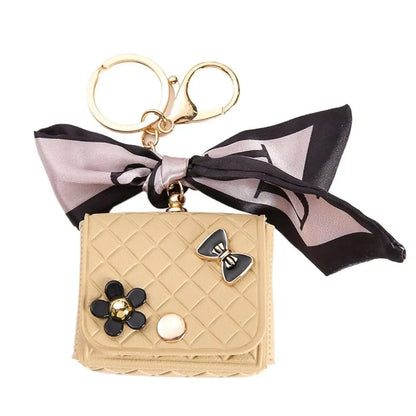 Fashion Leather Earphone Storage Bag Mini Creative Keychain Solid Color Pendant Earphone Case Bluetooth Headset Cover