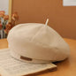 Retro Handmade Beret Spring Autumn Women Black Beige Woolen Beret Khaki Brown Painter Hat Female Winter Temperament Sense Cap