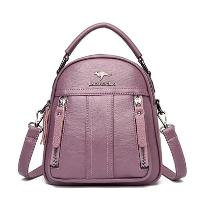 4 In 1 Leather Backpacks Multifunction Female Shoulder Bag Fashion Ladies Small Backpack Travel Bags for Girls New Messenger Sac
