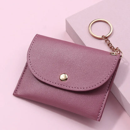 Coin Purse Women Simple Fashion PU Leather Buckle Ultra-thin Mini Change Purses Keychain Wallets Card Holder Pouch Small Wallet