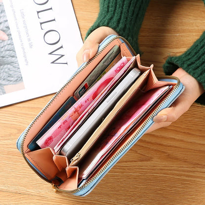 Women's Embroidered Wallet - European Style Zipper Card Holder with Phone Pocket, Fashion Crossbody Handbag Purse