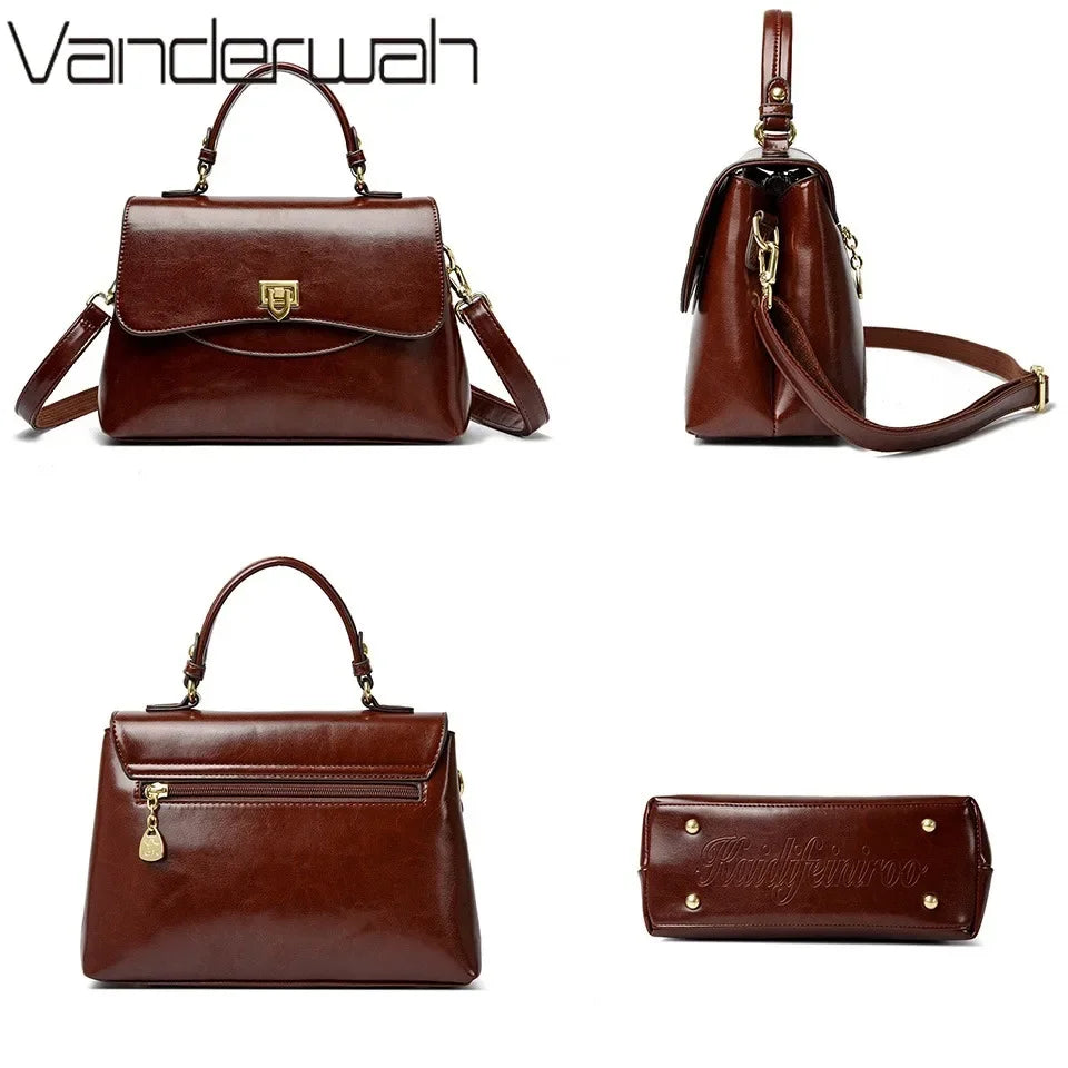 Luxury Large Capacity Multilayer Shoulder Messenger Bag High Quality Leather Handbag Women Designer Crossbody Sac Female Tote