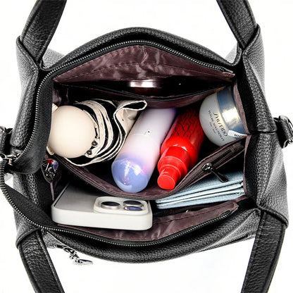 Women Soft Leather Top-Handle Bags Luxury Designer Handbag Solid Color Ladies Shoulder Crossbody Bag And Purse Commuting Sac