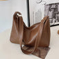 PU Leather Commuter Fashion Vintage Casual Tote Bag Maillard Stylish Crossbody Bags for Women Texture Large Capacity Temperament