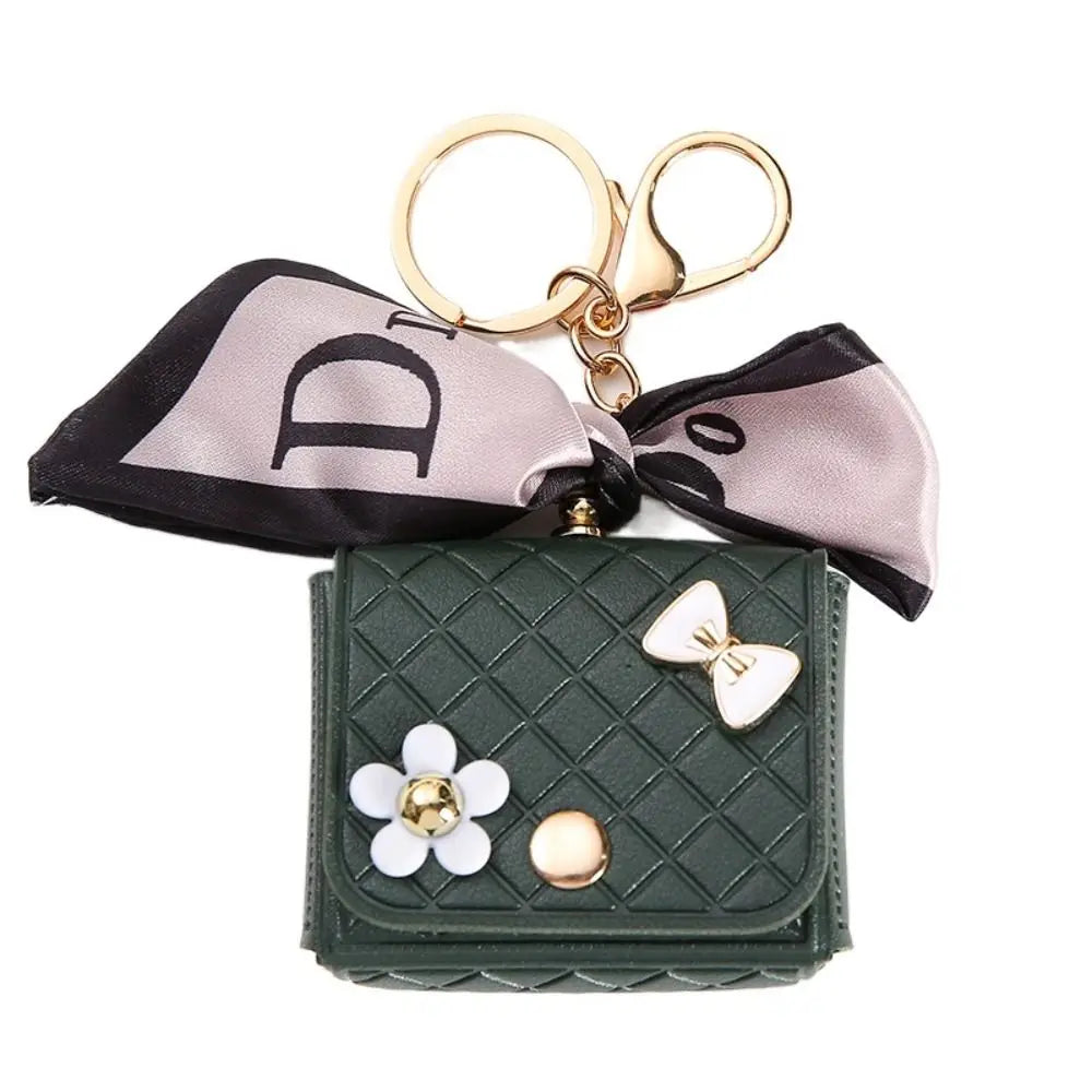Fashion Leather Earphone Storage Bag Mini Creative Keychain Solid Color Pendant Earphone Case Bluetooth Headset Cover
