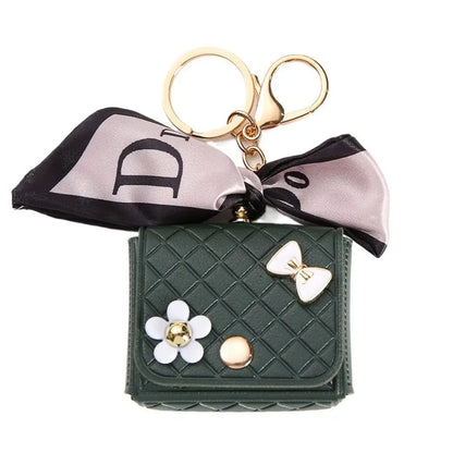 Fashion Leather Earphone Storage Bag Mini Creative Keychain Solid Color Pendant Earphone Case Bluetooth Headset Cover