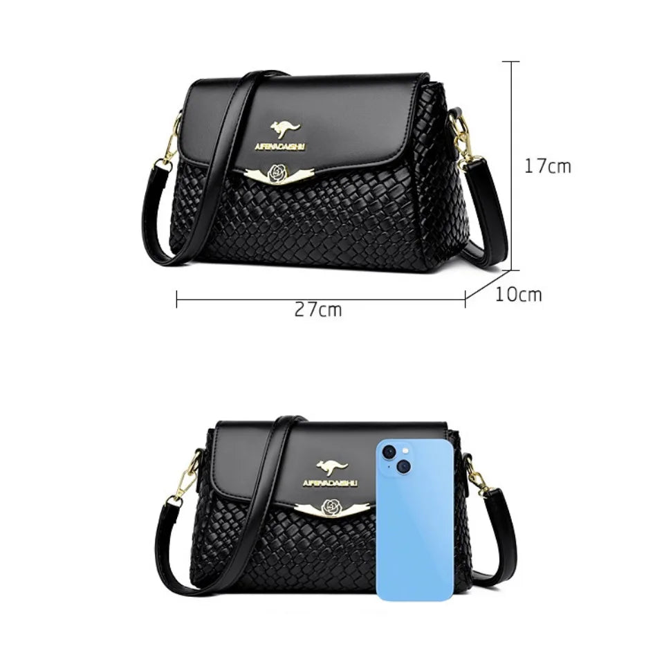 Luxury Handbag Women Bags Designer Pu Leather Knitting Shoulder Messenger Crossbody Bags for Women Mother Bolsa Ladies Hand Bag