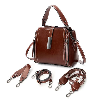 Genuine Leather Women's Shoulder Bag Vintage Luxury Designer Women Handbags Fashion Cowhide High Quality Crossbody Bags 3032