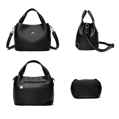 Women Soft Leather Top-Handle Bags Luxury Designer Handbag Solid Color Ladies Shoulder Crossbody Bag And Purse Commuting Sac