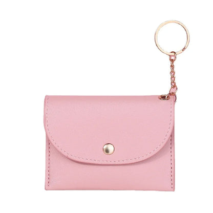 Coin Purse Women Simple Fashion PU Leather Buckle Ultra-thin Mini Change Purses Keychain Wallets Card Holder Pouch Small Wallet