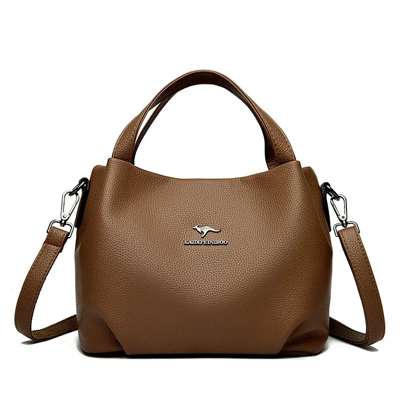 Women Soft Leather Top-Handle Bags Luxury Designer Handbag Solid Color Ladies Shoulder Crossbody Bag And Purse Commuting Sac