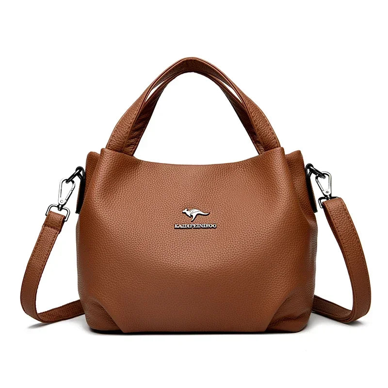Women Soft Leather Top-Handle Bags Luxury Designer Handbag Solid Color Ladies Shoulder Crossbody Bag And Purse Commuting Sac