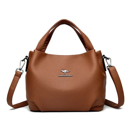 Women Soft Leather Top-Handle Bags Luxury Designer Handbag Solid Color Ladies Shoulder Crossbody Bag And Purse Commuting Sac