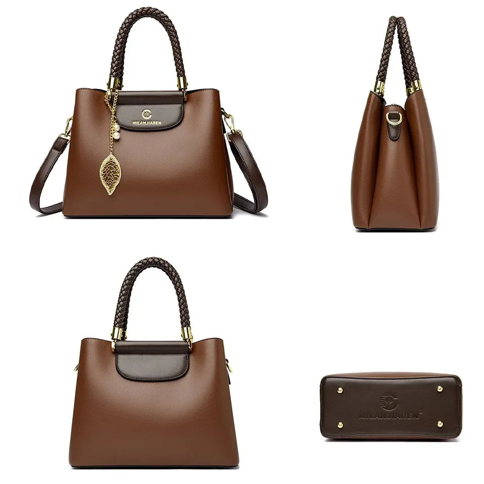 Genuine Soft PU Leather Handbags for Women Vintage Shoulder Tote Bag Luxury Designer Ladies Large Capacity Purse Bags Sac A Main