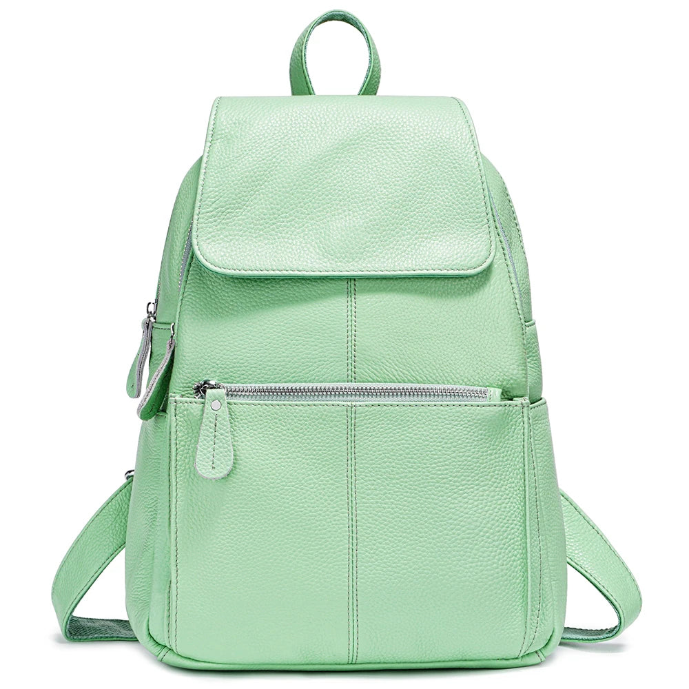Zency Stylish Black White Genuine Leather Women Backpack A++ Quality Anti-theft Large Capacity Knapsack Travel Designer Rucksack