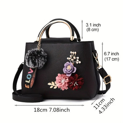 3D Flower Decor Handbag, Elegant Mini Crossbody Bag, Women's Fashion Shoulder Bag, Street Trends Tote Bag Purse