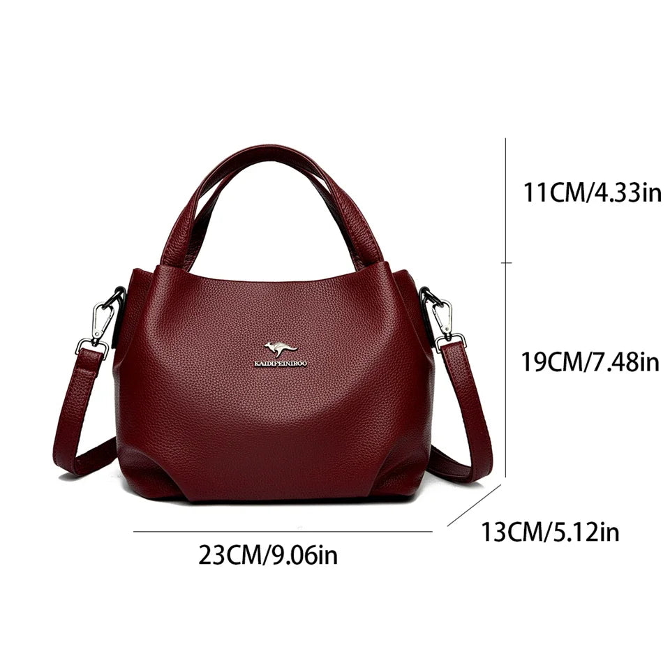 Women Soft Leather Top-Handle Bags Luxury Designer Handbag Solid Color Ladies Shoulder Crossbody Bag And Purse Commuting Sac
