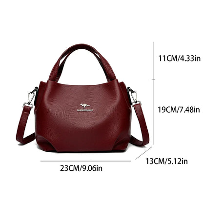 Women Soft Leather Top-Handle Bags Luxury Designer Handbag Solid Color Ladies Shoulder Crossbody Bag And Purse Commuting Sac